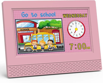 Kids Digital Alarm Clock Colorful, 7" Large LED Time Display Children's Sleep Trainer, Eye-Caring Digital Clock for Girls Boys Bedrooms Bedside, 17 Alarm Clock Settings Easy to Use Kids Birthday Gift