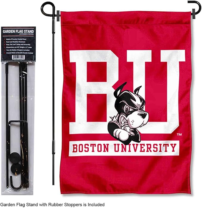 College Flags & Banners Co. Boston Terriers Garden Flag with Pole Stand Holder