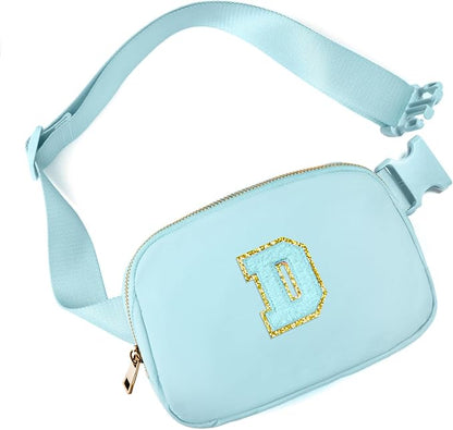 Gitus Gifts for 8 9 10 11 12 Year Old Girls Belt Bag Fanny Pack Crossbody Bags with Initial Letter Patch Cute Stuff Birthday Gifts for Teen Girls Women Personalized Trend Stuff (Icing Blue-D)