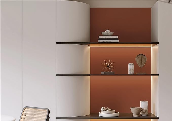 Dimoon 78.7''x17.7'' Orange Peel and Stick Wallpaper Contact Paper Modern Self Adhesive Wall Paper Removable Renter Friendly Textured Solid Color Shelf Cabinet Vinyl Roll (78.7''x17.7'',Vermilion)