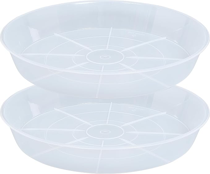 2 Pack Plant Saucer Drip Tray 19 inch, Large Heavy Sturdy Plastic Planter Flower Pot Saucers for Indoor Outdoor Garden, Plant Water Drip Trays for pots (19" 2Pack, Clear)