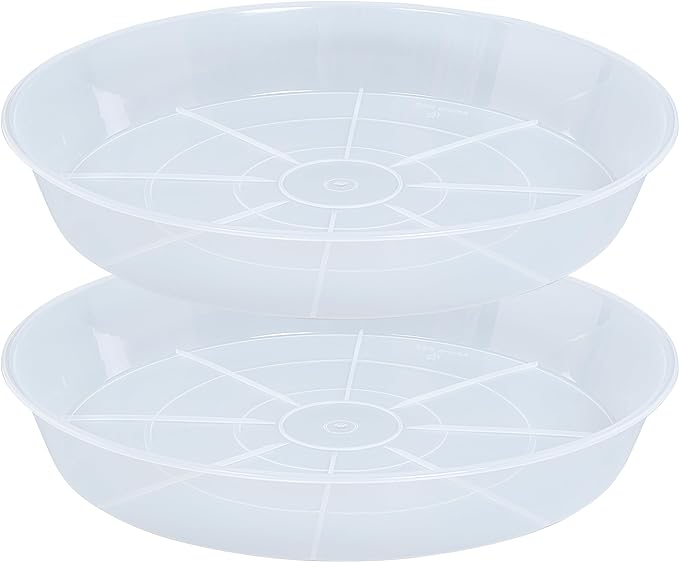 2 Pack Plant Saucer Drip Tray 17 inch, Large Heavy Sturdy Plastic Planter Flower Pot Saucers for Indoor Outdoor Garden, Plant Water Drip Trays for pots (17" 2Pack, Clear)