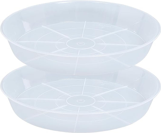 2 Pack Plant Saucer Drip Tray 17 inch, Large Heavy Sturdy Plastic Planter Flower Pot Saucers for Indoor Outdoor Garden, Plant Water Drip Trays for pots (17" 2Pack, Clear)