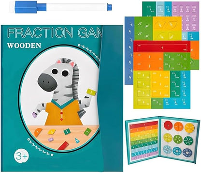 2026 New Magnetic Fraction Demonstration Book, Magnetic Fraction Book for Kids, Educational Puzzle Math Fraction Manipulatives for Child, Math Manipulatives Set with Fraction Tiles & Magnets