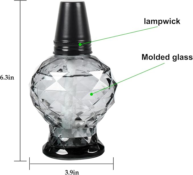 Tewei 4 Pack Grey Table Top Light Torches Outdoor, Mini Glass Torches Lanterns for Outside, Easy to Refill Citronella Torches for Garden Patio Yard Party