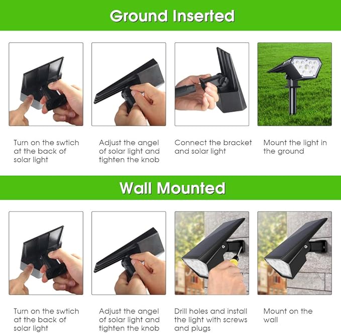 Biling Solar Spot Lights Outdoor, Bright 700 Lumen IP67 Waterproof Adjustable Solar Landscape Spotlights for House Tree Patio Pathway Yard Garden Driveway - Warm White(4 Pack)