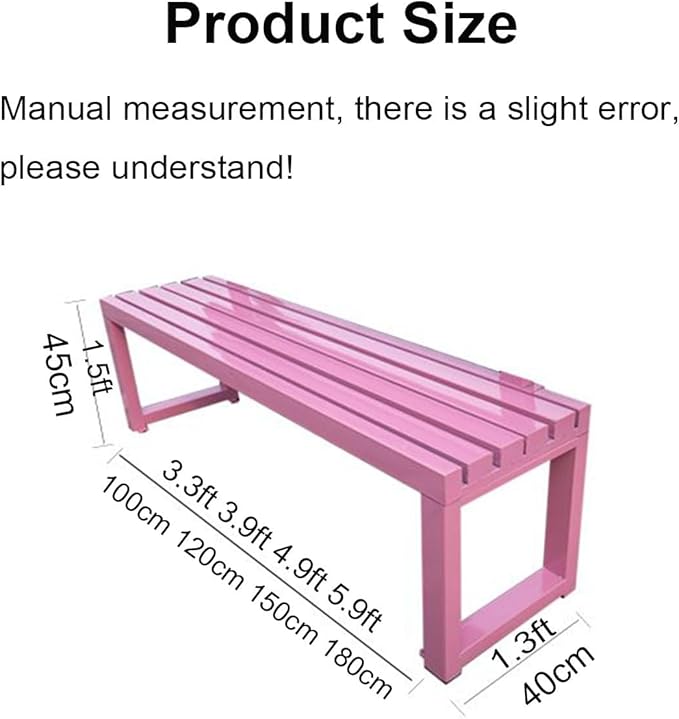 Weatherproof Metal Dining Bench, Outdoor Bench Backless Patio Bench 2-Person Farmhouse Bench Garden Bench for Kitchen, Living Room, Entryway(Red,59in)