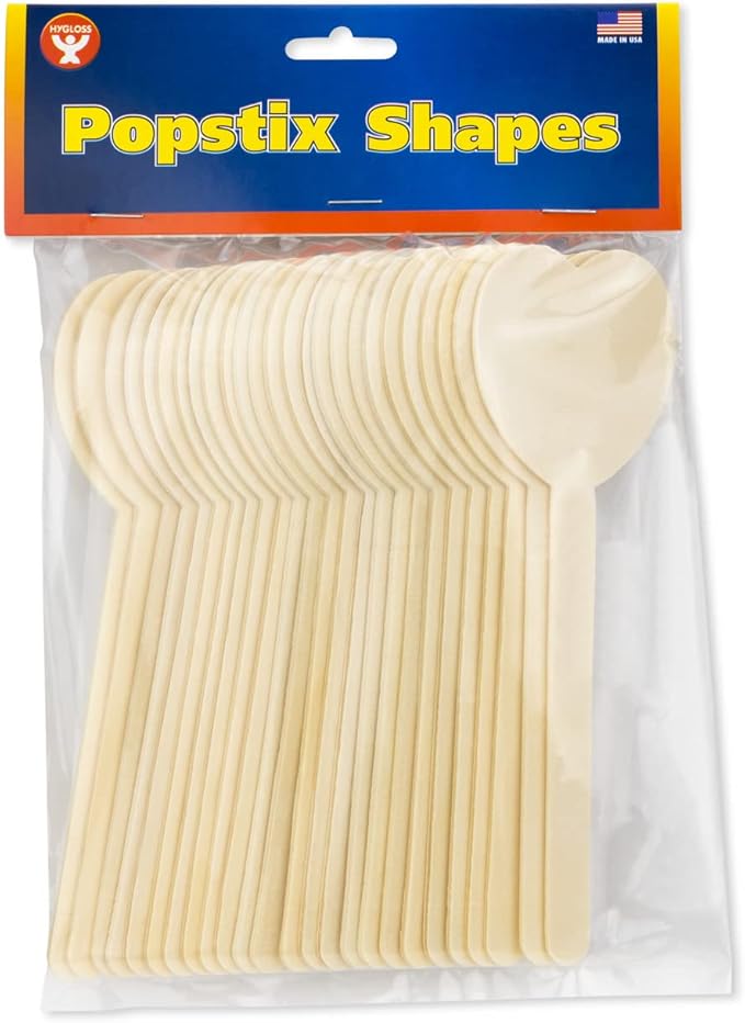 Hygloss Natural Wood Popsicle Sticks - Craft Stick - Great for Arts and Crafts - Valentine’s Day Class Activity - Heart Shape - 6.25 Inches High - 100 Pcs