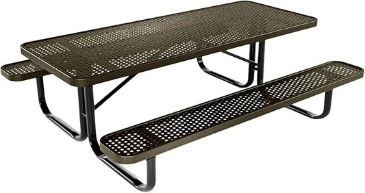 Heavy-Duty Portable Outdoor Kids Table, Punched Steel Kids Picnic Table, Commercial-Grade Picnic Table, Made in America (6ft Rectangular, Childrens, Textured Gold Vein)
