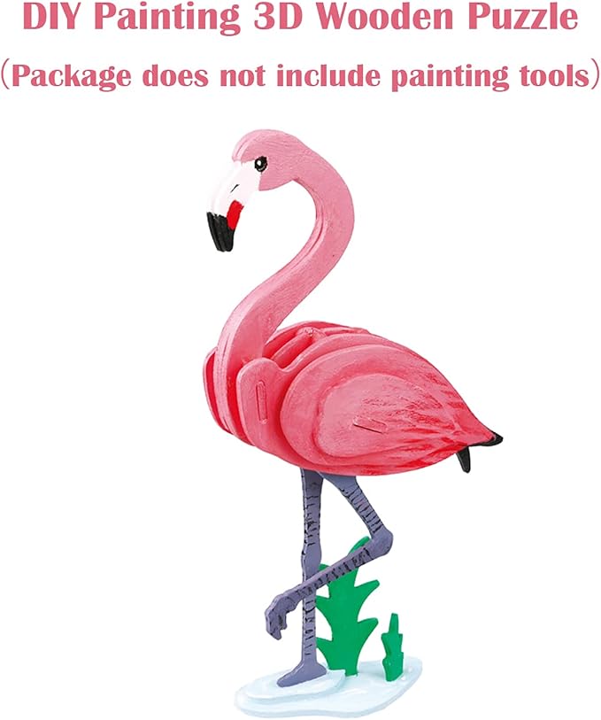 Georgie Porgy 3D Wooden Puzzles for Kids Toys Construction Woodcraft Kits DIY Model Puzzle Kits Birthday Gifts Pack of 3 (Butterfly Unicorn Flamingo)