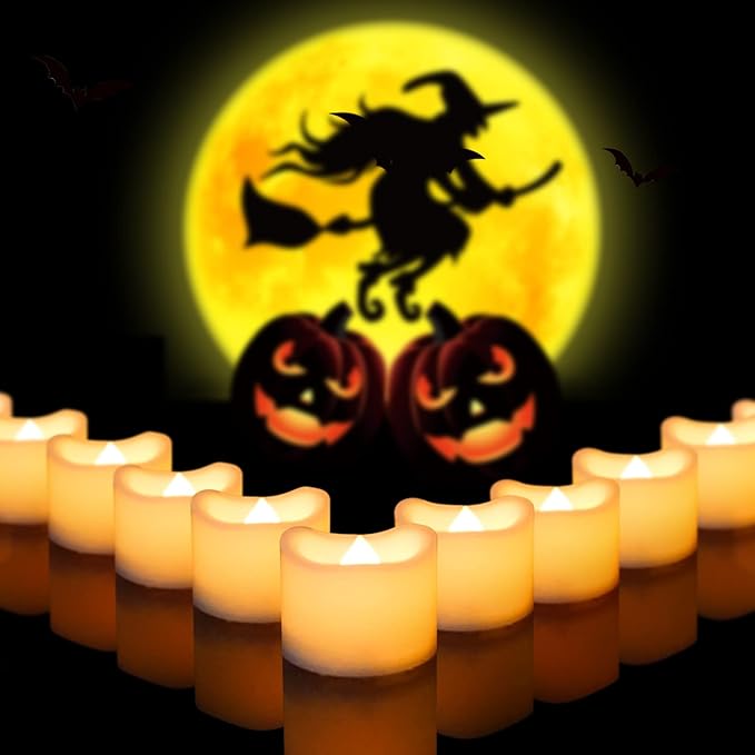 CANDLE CHOICE Battery Operated Flameless Tea Lights Small Bright Flickering LED Electric Fake Votive Tealight Candles Halloween Pumpkin Lights Wedding Christmas Decorations Table Centerpieces 6 PCS