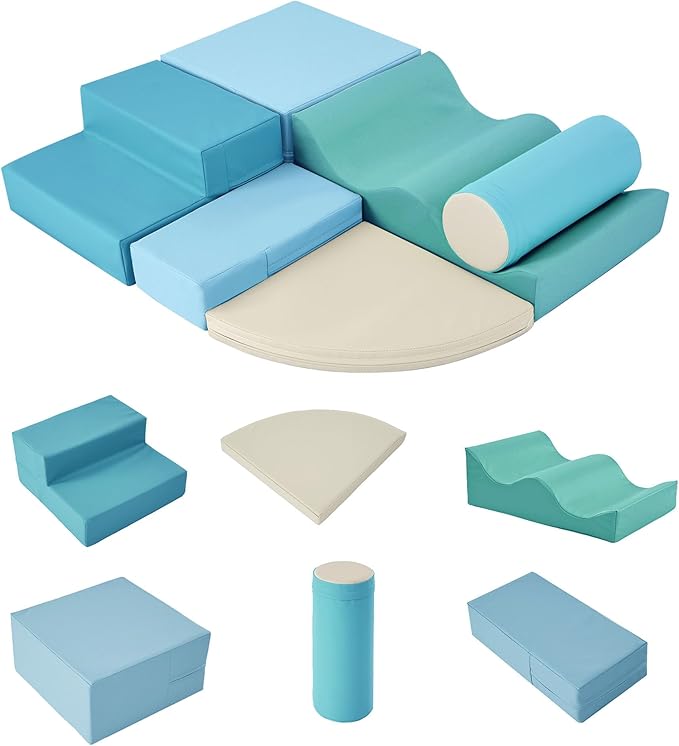 Merax Climbing Toys for Toddlers, Soft Climb and Crawl Playset Indoor Baby Soft Foam Blocks for Climbing, Crawling, 6-Piece