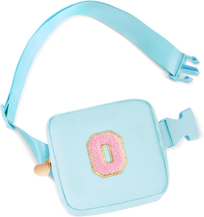 Mini Belt Bag Fanny Pack with Initials Letter Patch Small Crossbody Bags Cute Stuff Birthday Gifts for Teenager Girls Trendy Stuff for Teens - O,Blue