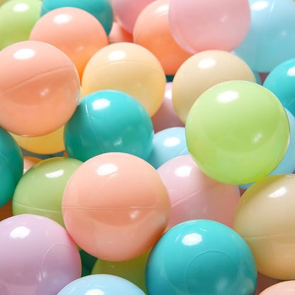 GOGOSO Ball Pit Balls for Toddlers Phthalate-Free BPA-Free Non-Toxic Crush Proof Soft Plastic Play Balls Baby Kids Shape Tent Pool Playhouse Playpen Party Decor,Green Blue Pink Purple Beige,100PCS