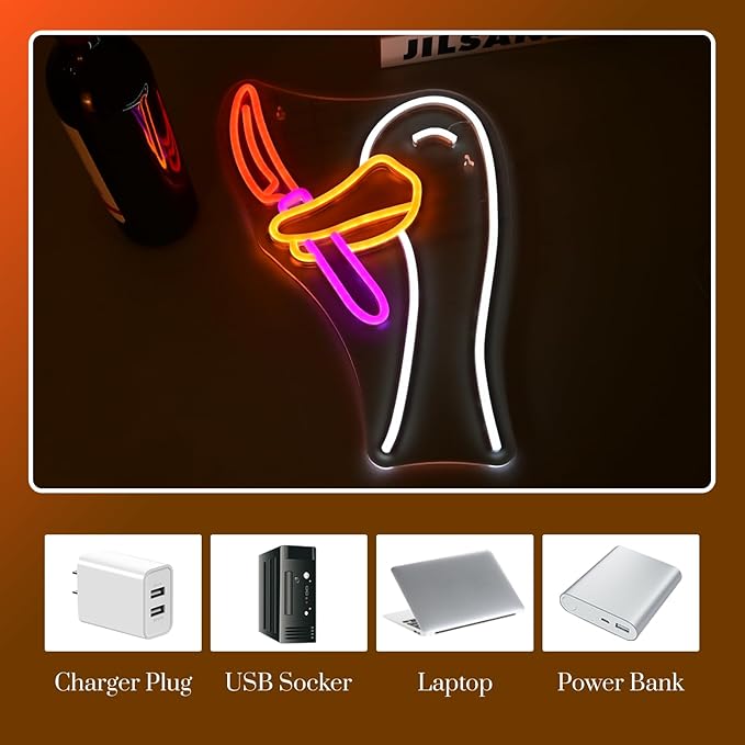Silly Goose Neon Sign Dimmable Goose Knife Neon Signs for Wall Decor LED USB Powered Anime Neon Light Sign for Bedroom Room Club Restaurant Party Decoration Birthday Gifts