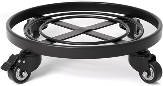 AMAGABELI GARDEN & HOME 16" Metal Plant Caddy Heavy Duty Iron Potted Plant Stand with Wheels Round Flower Pot Rack on Roller Dolly Holder Mover Indoor Outdoor Planter Trolley Casters Brakes BG1721