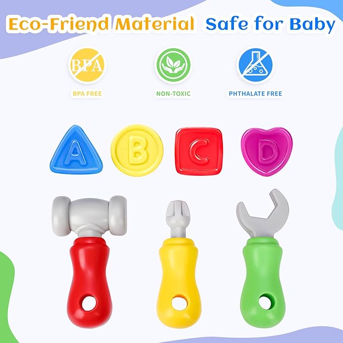 Cinne Toddler Tool Set Age 1-2, Toys for 1 Year Old Boy Gifts, Baby Workbench with Light & Sound, Baby Tool Set with Shape Sorter