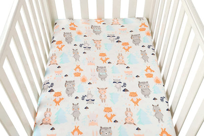 Pack n Play Sheet Stretchy Fitted Portable Mini Crib Sheets Set 3 Pack,Playard Sheets Convertible Playard Mattress Cover,Ultra Soft Jersey Material,Elephant Tiger,Fox & Grey