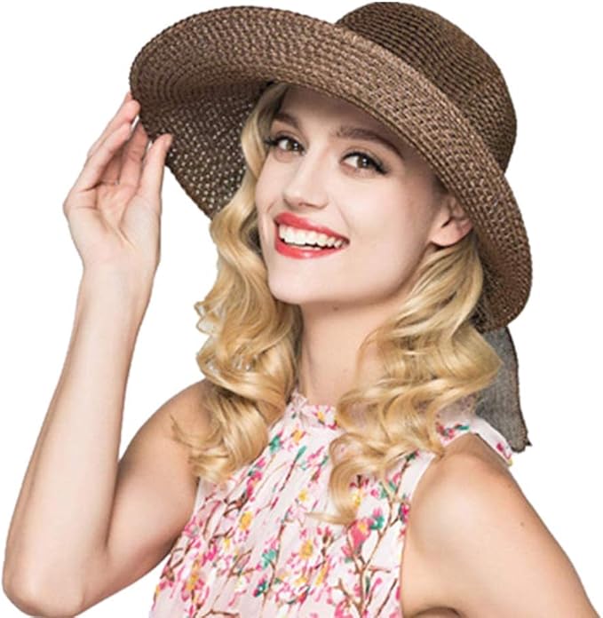 Cyiecw Women Floppy Sun Hats Fashionable Summer Wide Brim Cap BeachStraw Hat UV UPF50 Travel Packable Cotton