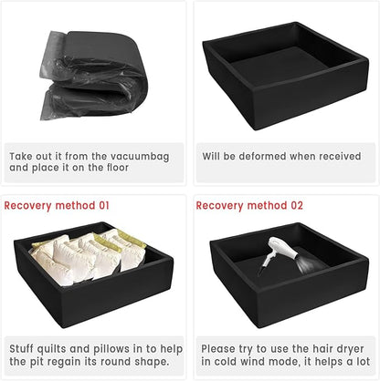 Extra Large Foam Ball Pit for Toddlers Kids Square Soft Ball Pool Ideal Gift Play Toy for Children (Black)