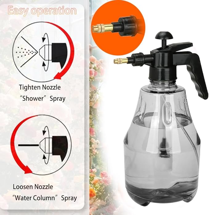Garden Sprayer 2 Pack, Handheld Garden Pump Sprayer, 50 oz Gallon Lawn & Garden Pressure Water Spray Bottle with Adjustable Brass Nozzle, for Plants and Other Cleaning Solutions(1.5L Grey)