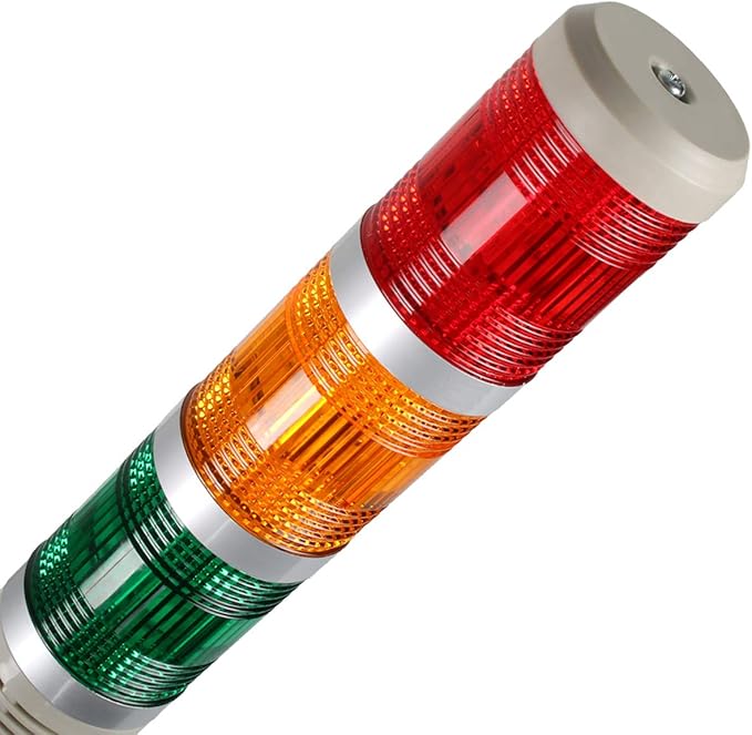 Industrial 3-Layer Stack LED Warning Light with Buzzer, 110V AC, 2W, Round, Plastic