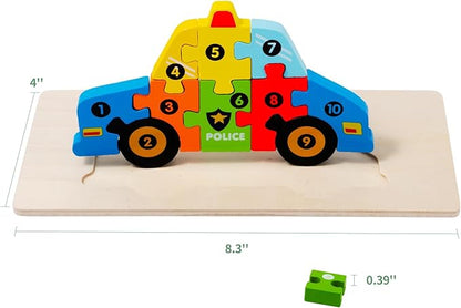 6 Pack Wooden Vehicle Toddler Puzzles for Kids Ages 3 4 5 6, Baby Montessori Toys for Kids Age 3 Years+, Transport Vehicles Learning Jigsaw Toys for Boy Girl Ideal Gift