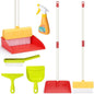 Kids Cleaning Toy Set Toddlers Broom Dust Pan Set for Housekeeping Pretend Play Cleaning Set, Cleaning Toys Gift for Toddlers Girls Boys Age 3-6 Years Old (6PCS - Red Set)