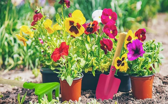 IELEK Gardening Tools Trowel, Rake, Shovel, Spoon, Fork for Gardening Tools Best Outdoor Easter Gift