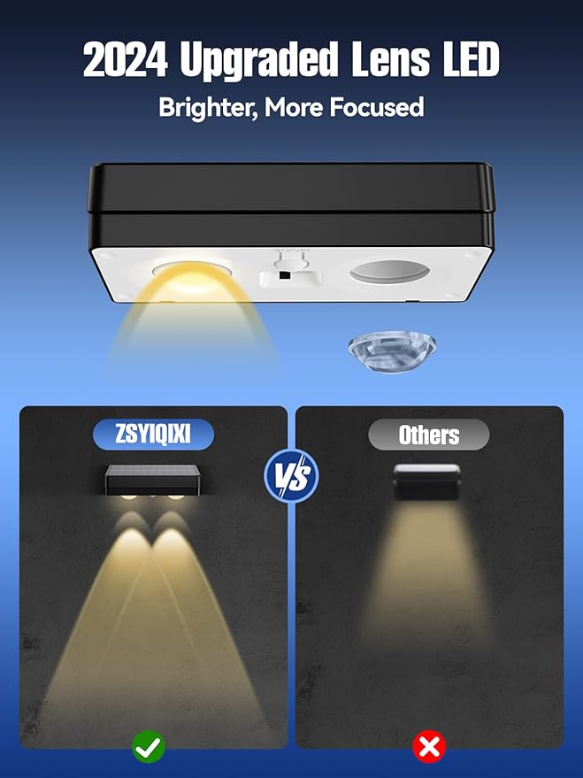 Fence Lights Solar Powered 2 Pack, RGB Fence Solar Lights Outdoor Waterproof Led, 12 Modes Color Changing Outside Lightings Decor for Wall Railing Patio Deck Backyard Garden Pool