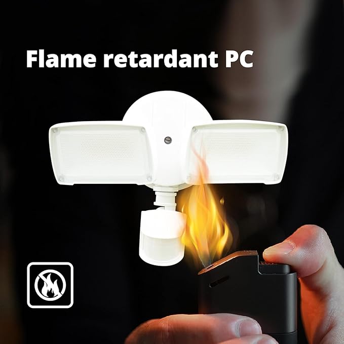 UME 19W LED Security Lights Motion Sensor Light Outdoor, 2000LM Motion Flood Light, 5000K, IP65 Waterproof, 2 Adjustable Head Motion Detector Security Light for Exterior,Outside,Garage,Yard(White)