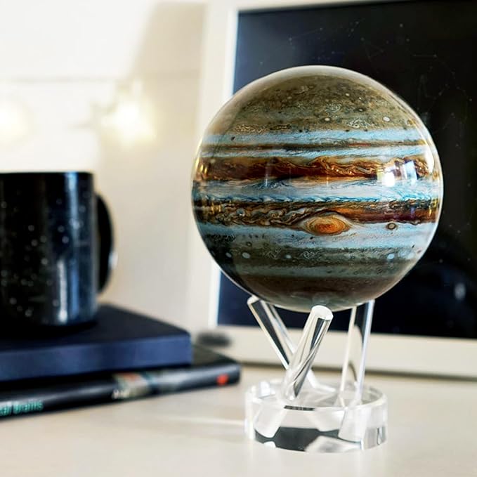 MOVA Jupiter Globe 4.5” – Solar-Powered Rotating Planet Display for Desk or Shelf | No Batteries or Wires | Floating-Style Space Decor