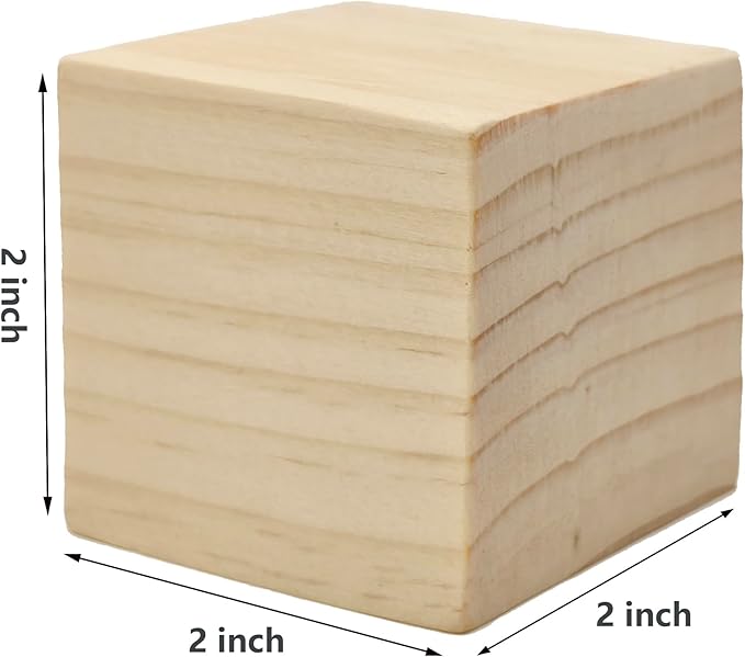 60 PCS 2 Inch Smoothed Wooden Cubes,Unfinished Wood Blocks for Crafts,Wood Square Blocks for Crafts,Shower Blocks to Decorate.