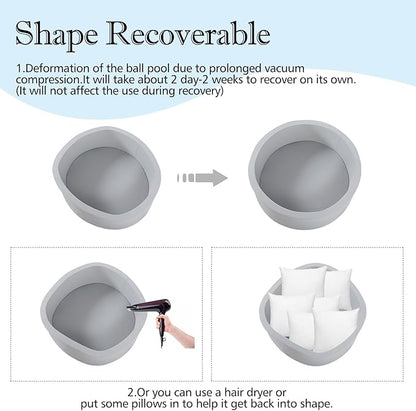 Foam Ball Pit, 47.2"x 13.8" Large Ball Pits for Toddlers, Soft Round Kiddie Baby Playpen Ball Pool for Kids, Ideal Gift for Babies Indoor and Outdoor Game, Grey, (Balls not Included)