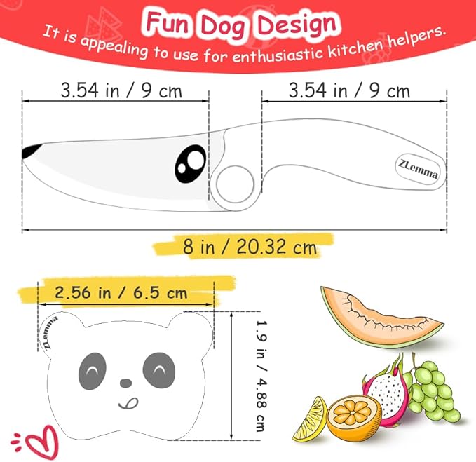 Kids Chef Knife Set for Real Cooking with Safe Finger Guard, Stainless Steel Blade & PP Handle,Perfect for Training Cutting Montessori Kitchen Tool, Kid-Friendly BPA Free (Yellow)