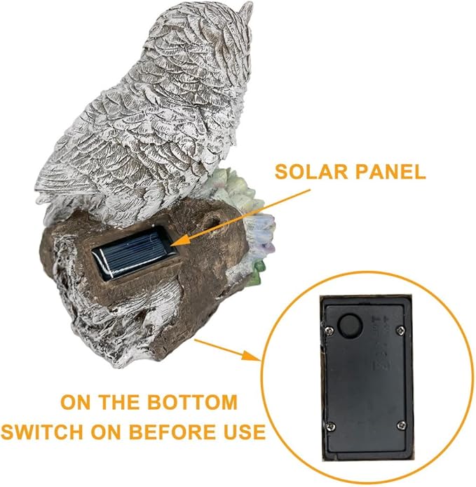 Mother Owl and Child Garden Statue on a Log with Succulent Led Solar Light Outdoor Scuplture Lawn Patio Yard Décor Owl Family Figurine with 7 Led Lights in Plants (Owl Solar)