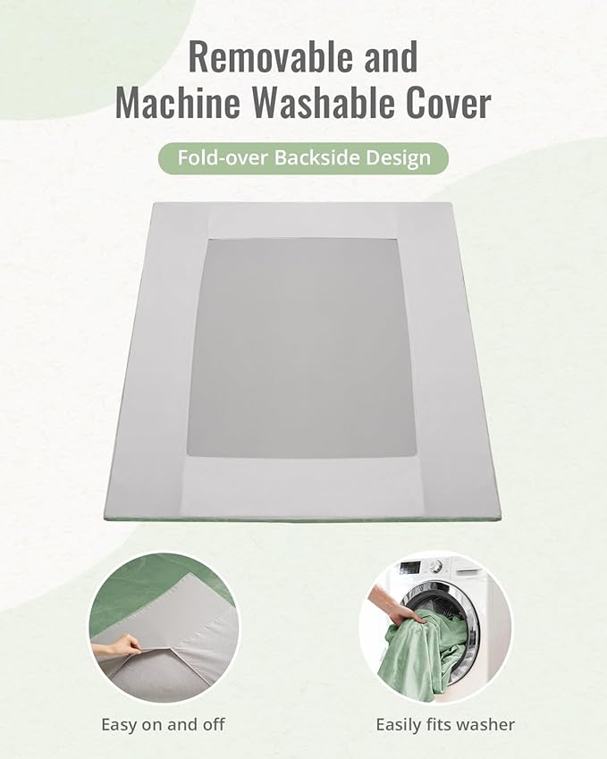 Blissful Diary Ultra Soft Baby Play Mat, 71x59 Extra Large Floor Mat with Removable & Washable Slip-On Cover for Babies and Toddlers, Sage Green