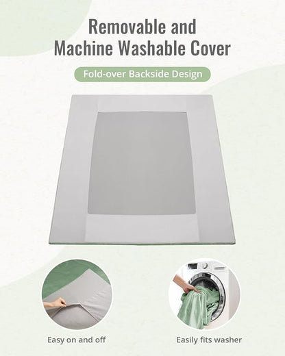 Blissful Diary Ultra Soft Baby Play Mat, 71x59 Extra Large Floor Mat with Removable & Washable Slip-On Cover for Babies and Toddlers, Sage Green