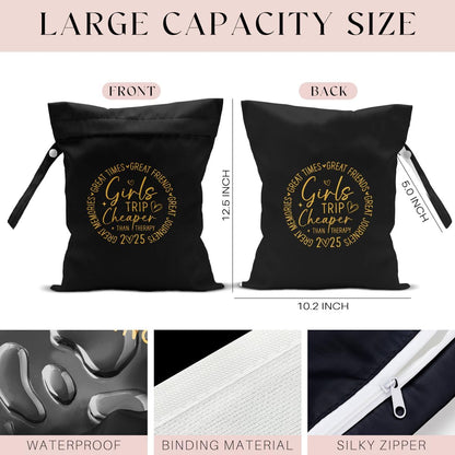 Girls Trip Gifts Wet Dry Bag, Beach Bag Wet Bag Favors, for Swimsuit Toiletry Travel Essentials For Women Aloha Bags, Beach Travel Gym Laundry bags for Dirty Diaper Swimsuit Gifts (Black)