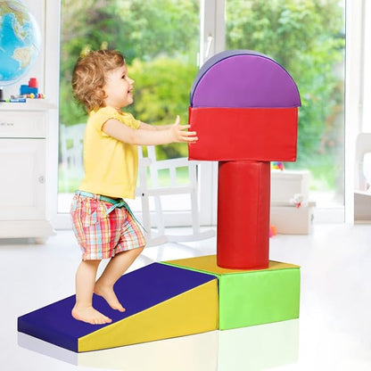 Kids Climb & Crawl Toys for Toddlers 1-3 Baby Playing Blocks 5pcs Kids Climbing Toys Indoor Crawling Gym Equipment for Toddler Fun Foam Climbing Blocks for Kid Development Hands-On Skills