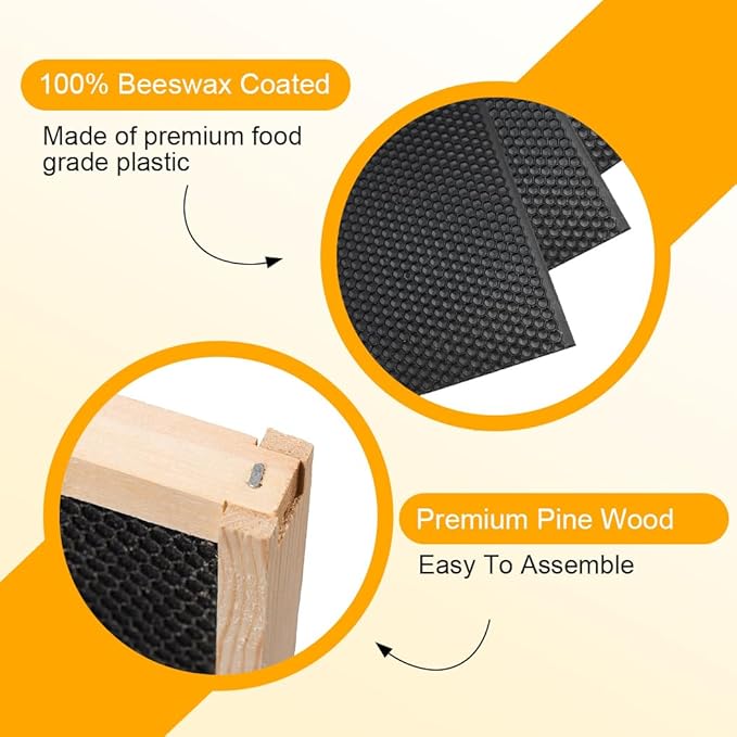 POLLIBEE 10 Frame Bee Hive,Beeswax Coated Beehive Kit for Bee Keeper,Complete Beehive Include 1 Deep Brood Bee Box and 1 Medium Bee Hive Box with Frame and Foundation