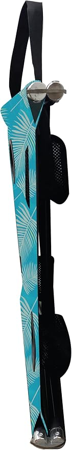 Neso Portable Beach Table with Cup Holders, Cell Phone Pockets, Lightweight for Picnics and Parks (Aqua Fronds)