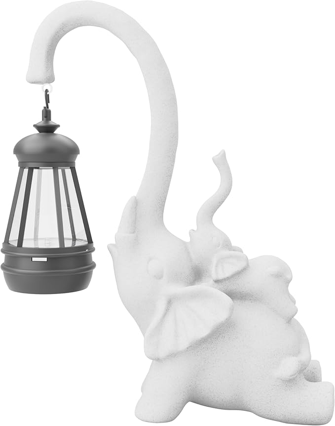 Solar Garden Statue 10 Inch Elephant Decor for Outside Yard Decoration Outdoor Unique Housewarming Gardening Birthday Gifts for Women Grandma