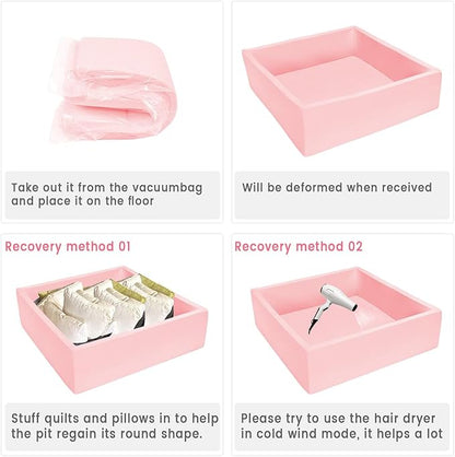 Extra Large Foam Ball Pit for Toddlers Kids Square Soft Ball Pool Ideal Gift Play Toy for Children (Pink)