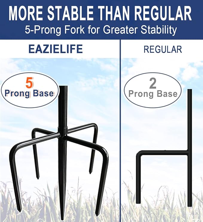 Shepherds Hook for Outdoor Bird Feeders Pole 92 Inch Tall, Adjustable Heavy Duty Garden Hanger Stake Pole with 5 Prong Base, Shiny Black (2 Packs)