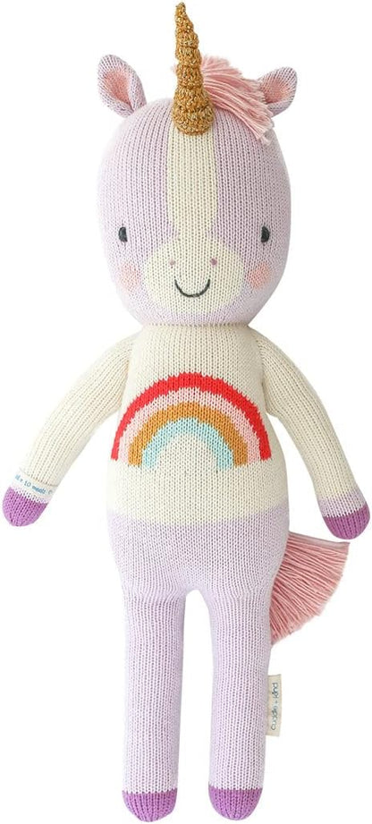 cuddle + kind Zoe The Unicorn Regular 20" Hand-Knit Doll – 1 Doll = 10 Meals, Fair Trade, Heirloom Quality, Handcrafted in Peru, 100% Cotton Yarn