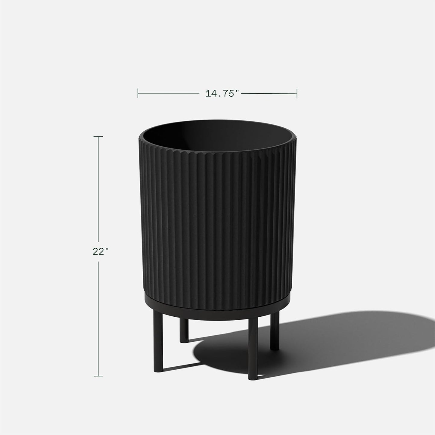 Veradek Demi Series Round Planter w/Stand for Porch/Patio | Durable Plastic-Stone Composite & Wooden Stand | Modern Décor for Tall Plants, Flowers
