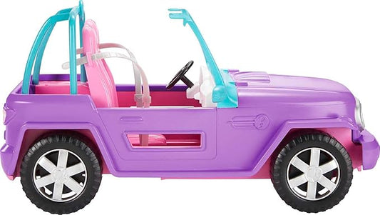 Barbie Off-Road Vehicle, Purple with Pink Seats and Rolling Wheels, 2 Seats, Gift for 3 to 7 Year Olds