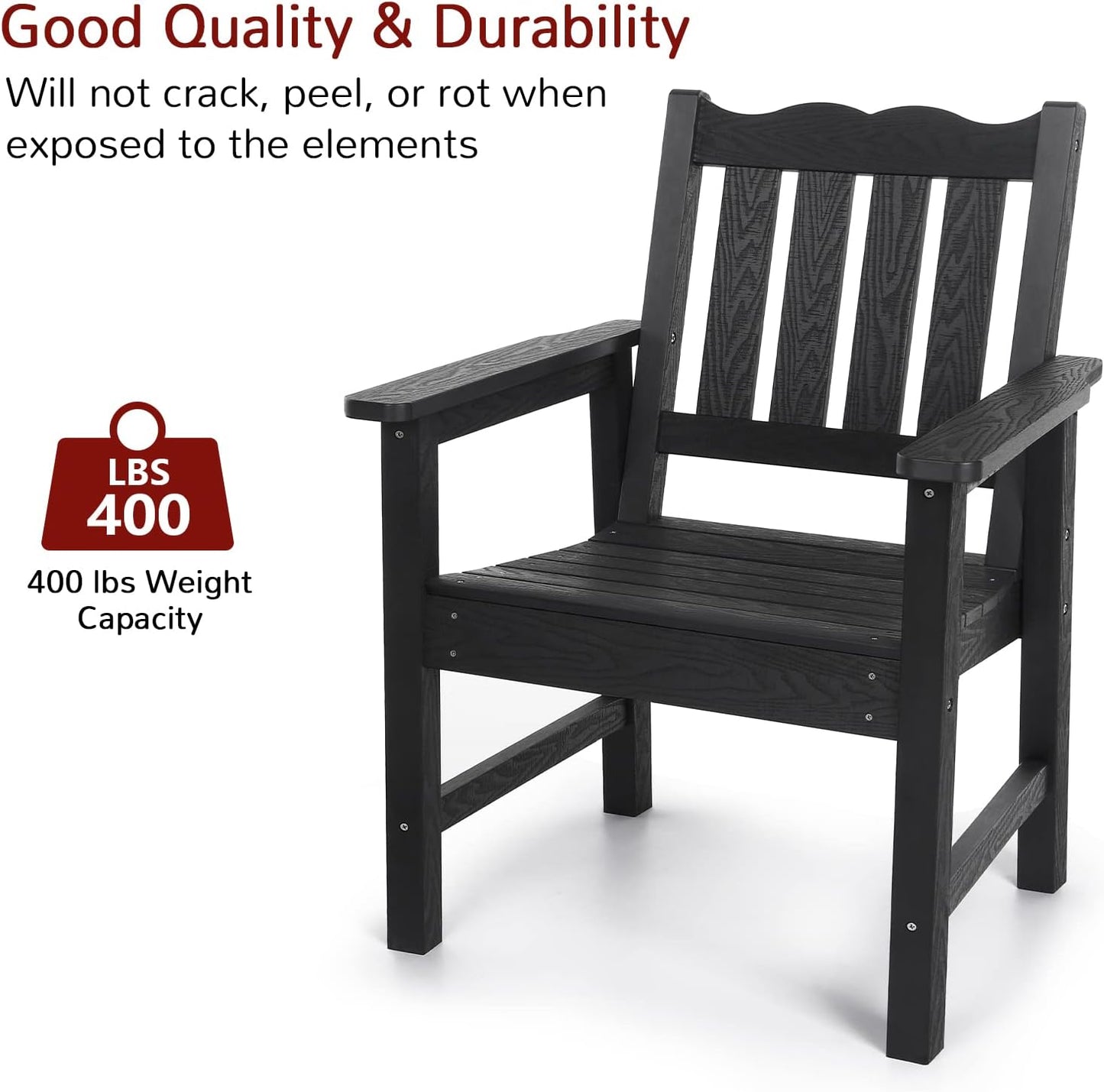 Stoog Weatherproof Outdoor Bench & Outdoor Chairs Set, Patio Furniture Set, Include 2 Garden Chairs and 1 Garden Bench, for Porch, Backyard, Lawn, Patio and Deck, Black