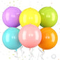 Giant 4D Foil Balloons, 6Pcs Pink Yellow Purple Blue Green Orange Round Balloons, 22 Inch Big Round Foil Balloon for Rainbow Balloon Birthday Party Baby Shower Wedding Decorations